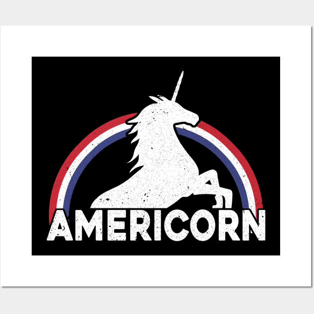 Americorn American Unicorn July 4th Gift Wall Art by nicolinaberenice16954